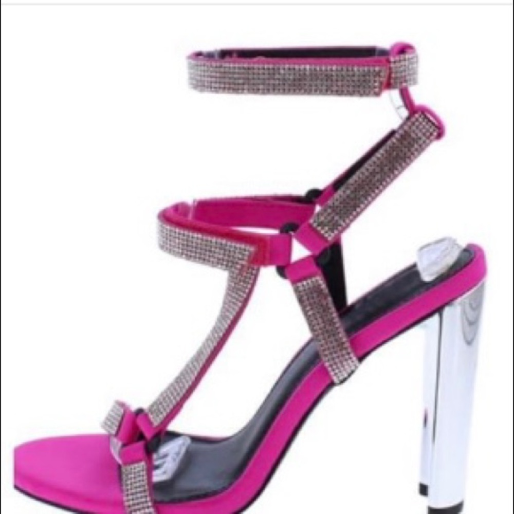 Hot pink rhinestones heels